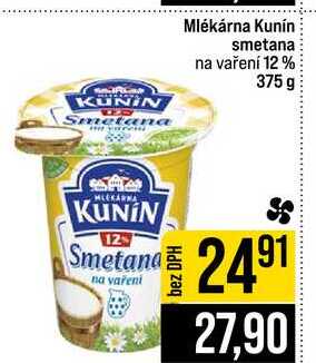 Mlékárna Kunín smetana na vaření 12% 375 g