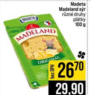 Madeta Madeland sýr různé druhy plátky 100 g
