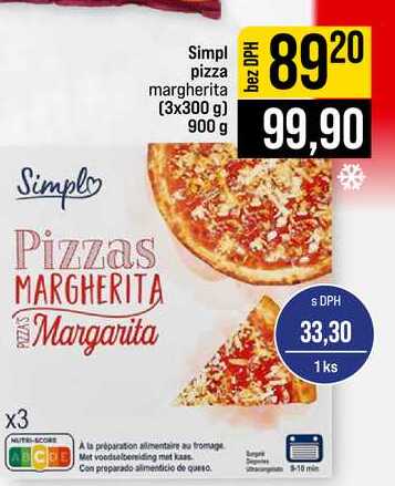 Simpl pizza margherita (3x300 g) 900 g 