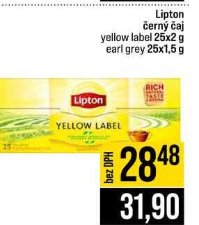 Lipton černý čaj yellow label 25x2 g earl grey 25x1,5 g