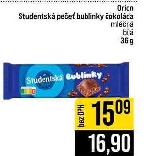 Orion Studentská pečeť bublinky čokoláda mléčná bílá 36 g