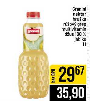 Granini nektar hruška růžový grep multivitamin džus 100% jablko 1l