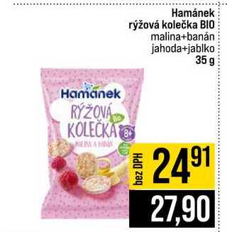 Hamanek Hamánek rýžová kolečka BIO malina+banán jahoda+jablko 35 g