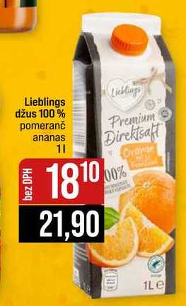 Lieblings džus 100% pomeranč ananas 1l