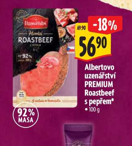Albertovo uzenářství PREMIUM Roastbeef s pepřem 100 g
