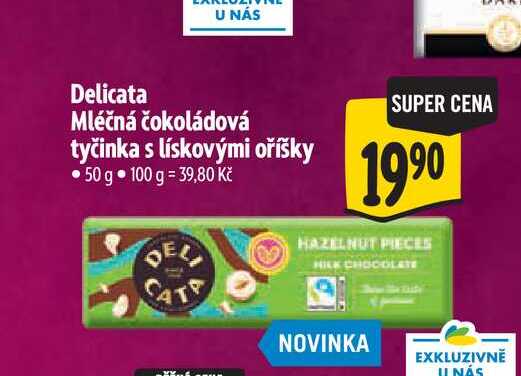 Delicata Mléčná čokoládová tyčinka s lískovými oříšky 50 g