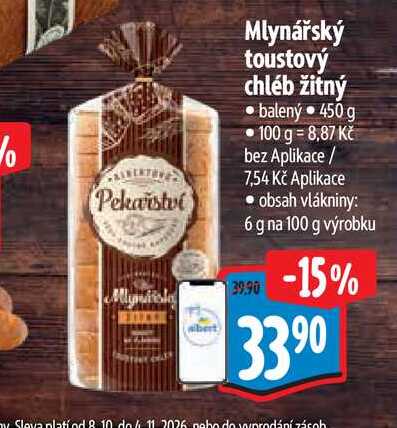 Mlynářský toustový chléb žitný 450 g