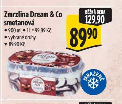 Zmrzlina Dream & Co smetanová 900 ml