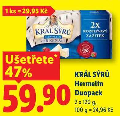 KRÁL SÝRŮ Hermelín Duopack, 2 x 120 g