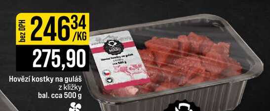 Hovězí kostky na guláš z kližky bal. cca 500 g 