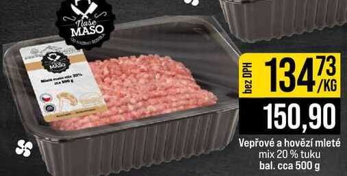 Vepřové a hovězí mleté mix 20% tuku bal. cca 500 g 