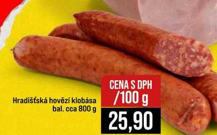 Hradišťská hovězí klobása bal. cca 800 g 100g