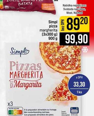 Simpl pizza margherita (3x300 g) 900 g 