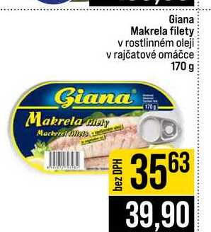 Giana Makrela filety v rostlinném oleji v rajčatové omáčce 170 g 
