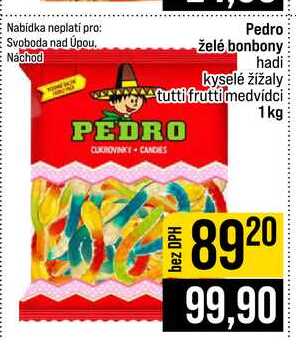 Pedro želé bonbony hadi kyselé žížaly tutti frutti medvídci 1 kg