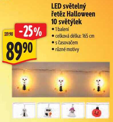 LED světelný řetěz Halloween 10 světýlek