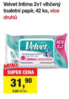 Velvet Intima 2v1 vlhčený toaletní papír, 42 ks