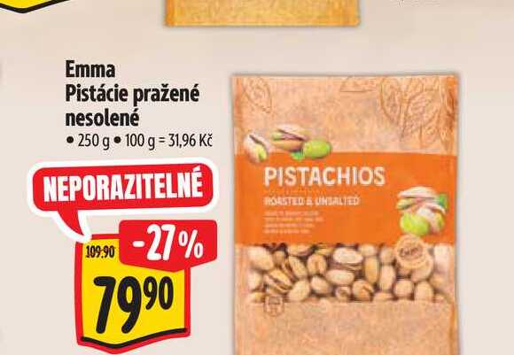 Emma Pistácie pražené nesolené 250 g 