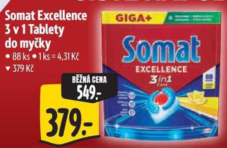 Somat Excellence 3 v 1 Tablety do myčky, 88 ks