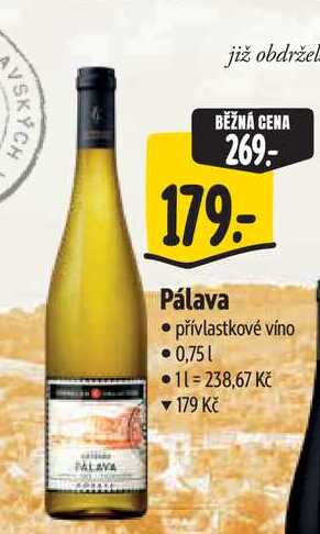 Pálava přívlastkové víno 0,75 l