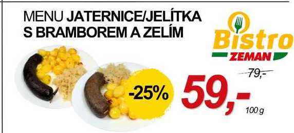 JATERNICE/JELÍTKA S BRAMBOREM A ZELÍM, 100 g