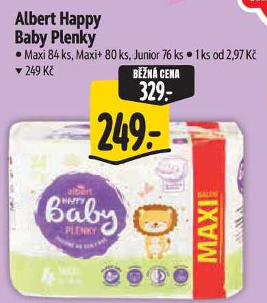 Albert Happy Baby Plenky, Maxi 84 ks, Maxi+ 80 ks, Junior 76 ks