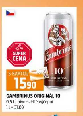 GAMBRINUS ORIGINÁL 10 0,5l pivo světlé výčepní