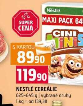 NESTLÉ CEREÁLIE 625-645 g vybrané druhy