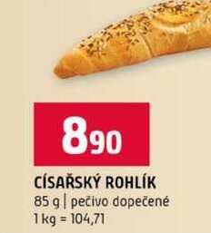 CÍSAŘSKÝ ROHLÍK 85 g pečivo dopečené