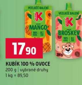 KUBÍK 100% OVOCE 200 g vybrané druhy