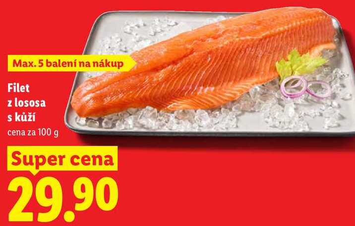Filet z lososa s kůží, cena za 100 g 