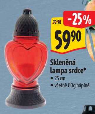 Skleněná lampa srdce*