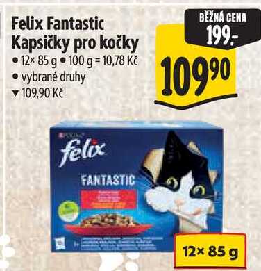 Felix Fantastic Kapsičky pro kočky, 12x 85 g