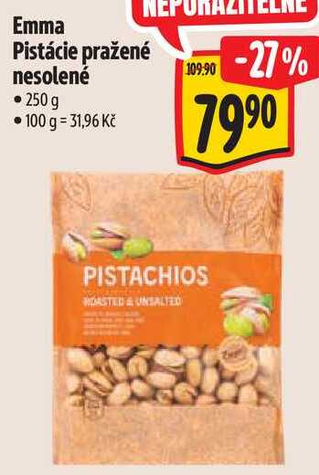Emma Pistácie pražené nesolené, 250 g