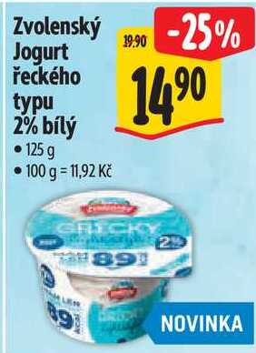 Zvolenský Jogurt řeckého typu 2% bílý, 125 g