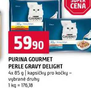 PURINA GOURMET PERLE GRAVY DELIGHT 4x 85 g kapsičky pro kočky vybrané druhy