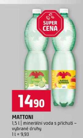 MATTONI 1,5l minerálni voda s příchutí vybrané druhy