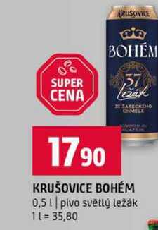 KRUŠOVICE BOHÉM 0,5l pivo světlý ležák