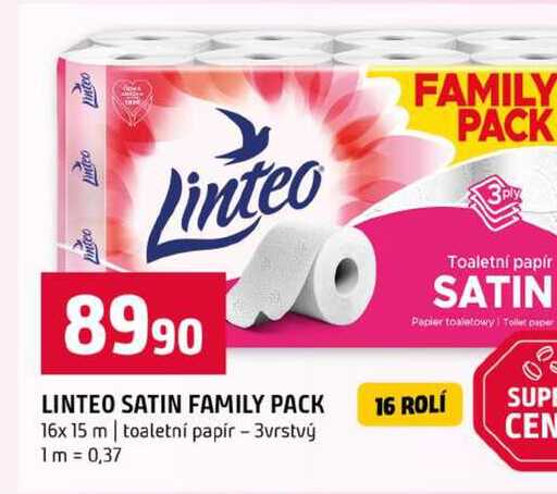 LINTEO SATIN FAMILY PACK 16x 15 m toaletní papír 3vrstvý