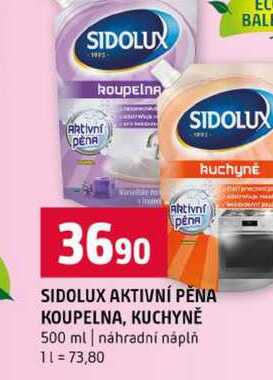 SIDOLUX AKTIVNÍ PĚNA KOUPELNA, KUCHYNĚ 500 ml náhradní náplň 
