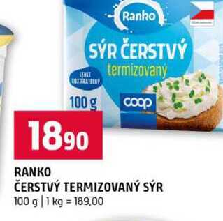 RANKO ČERSTVÝ TERMIZOVANÝ SÝR 100 g
