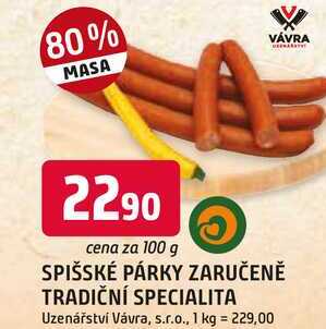 SPIŠSKÉ PÁRKY 100g