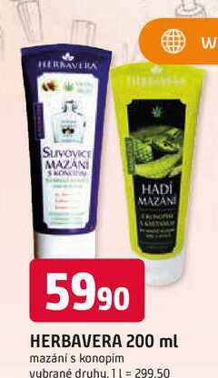 HERBAVERA 200 ml mazání s konopím
