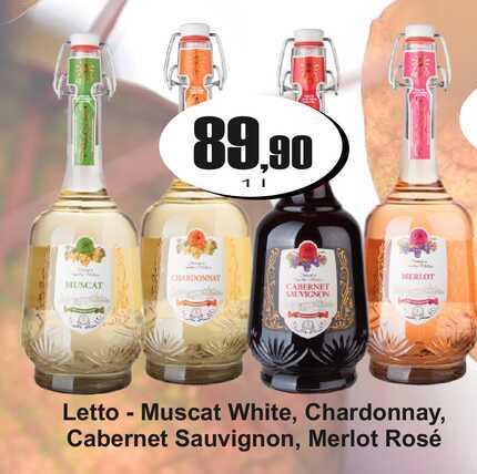 Letto - Muscat White, Chardonnay, Cabernet Sauvignon, Merlot Rosé 1 L