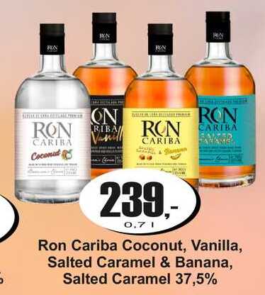 Ron Cariba Coconut, Vanilla, Salted Caramel & Banana, Salted Caramel 37,5% 0,7 L