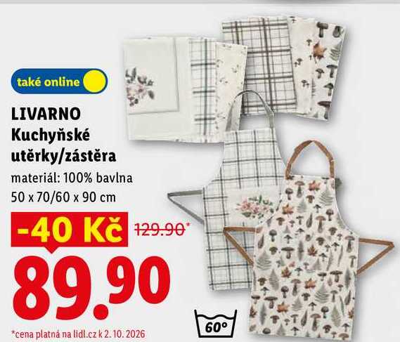 LIVARNO Kuchyňské utěrky/zástěra