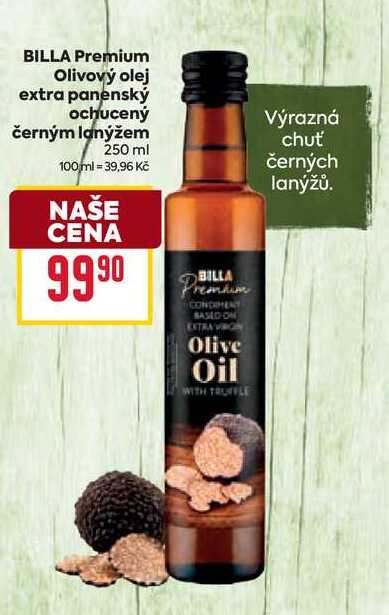 BILLA Premium Olivový olej extra panenský ochucený černým lanýžem 250 ml