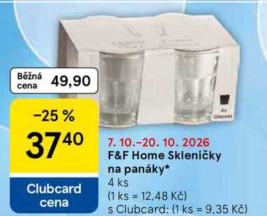 F&F Home Skleničky na panáky, 4 ks