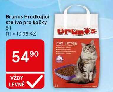 Brunos Hrudkující stelivo pro kočky, 5 l
