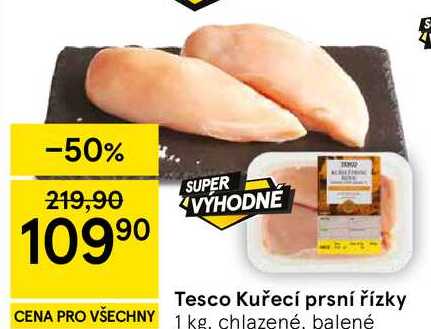Tesco Kuřecí prsní řízky, 1 kg, chlazené